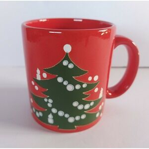 Vintage Waechtersbach Mug Red Christmas Tree Dinnerware Cup West Germany Retro